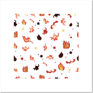 Flames and stars pattern Posters and Art